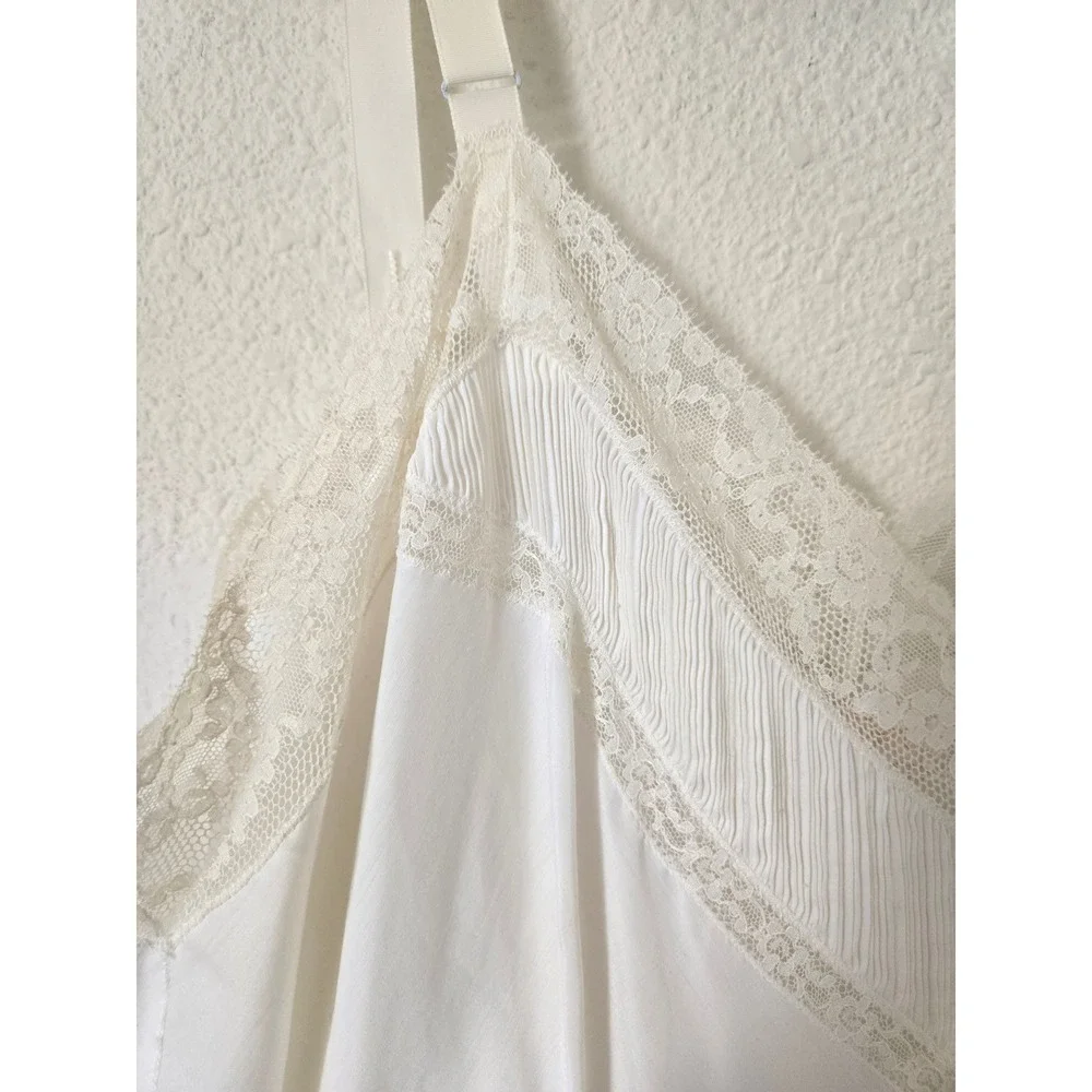 Vintage Barbizon Sorrento White Lace Pleated Slip Dress Zephaire Batiste Size 40 - Picture 3 of 9